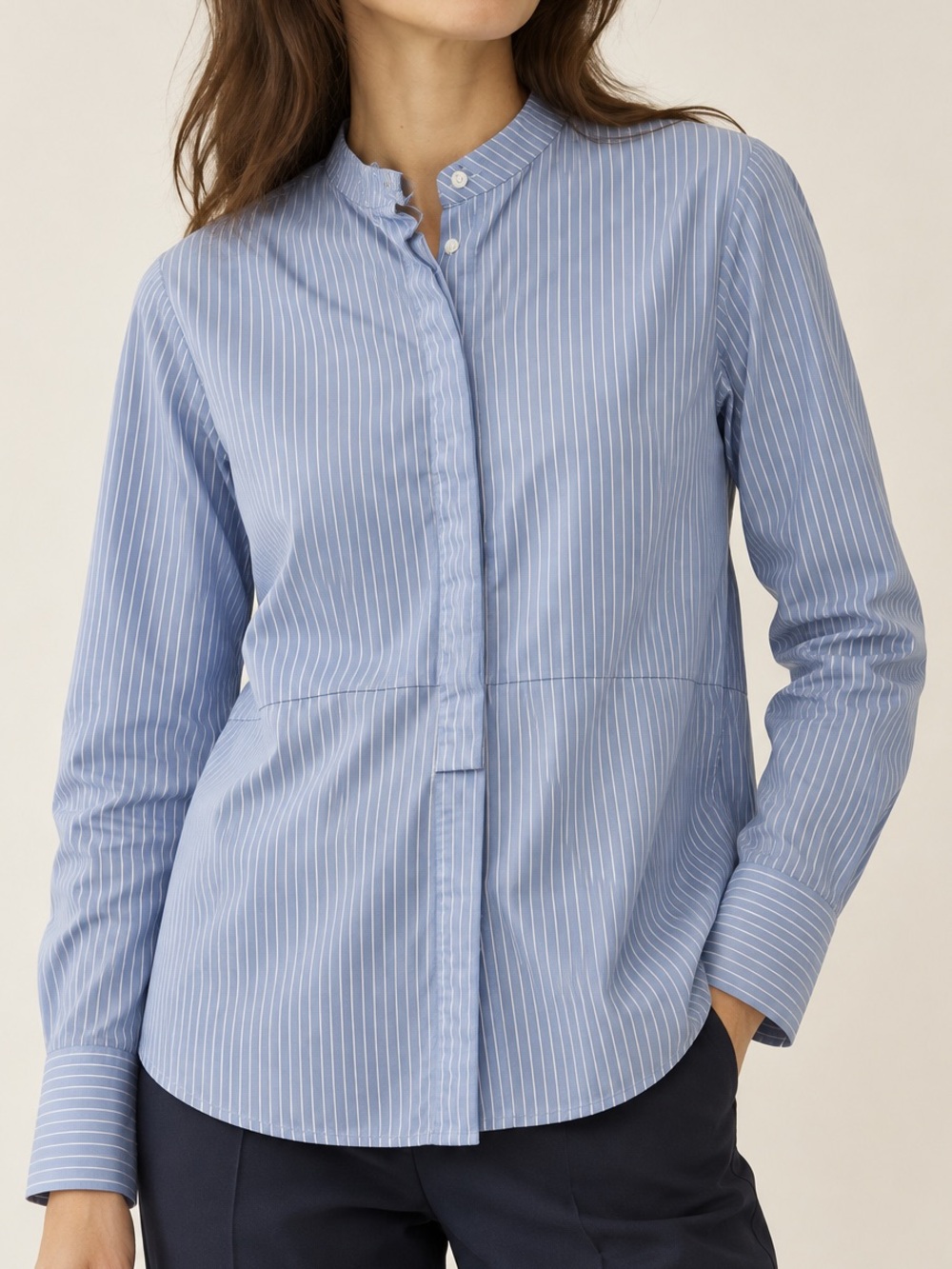 MISHA NONOO Blue Striped Button Down Shirt Sz. S - Picture 1 of 10